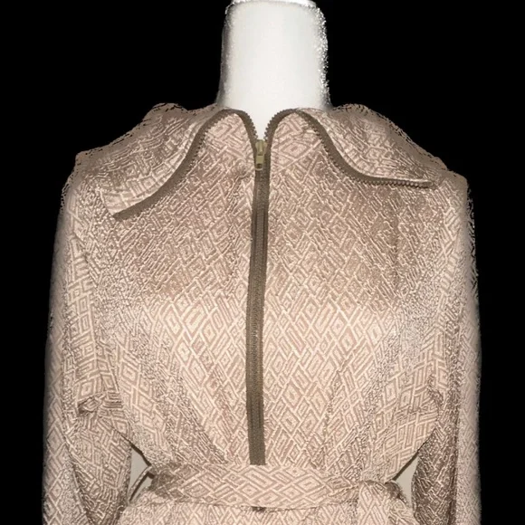 NEW - SHEIN - XL(12) | Geo Pattern Foldover Collar Layer Hem Belted Coat - Picture 5 of 11